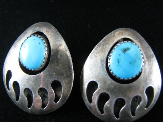 Large Vintage Native American Turquoise Sterling … - image 1