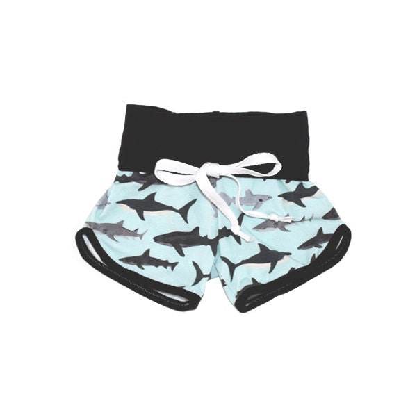 Sharkbite Shorties // Grow-With-Me Baby Boys Shark Shorts // 3 Months - 12 Months // Sharks  // Cloth Diaper Friendly!