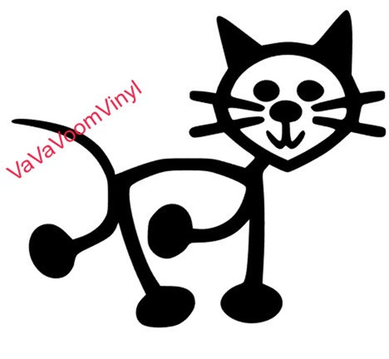 Stick Cat Vinyl Decal Stick Cat Car Decal Cat Car | Etsy