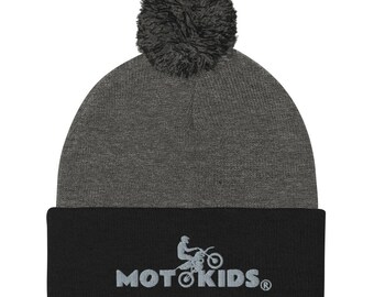 Motokids Pom-Pom Beanie (Grey Thread)