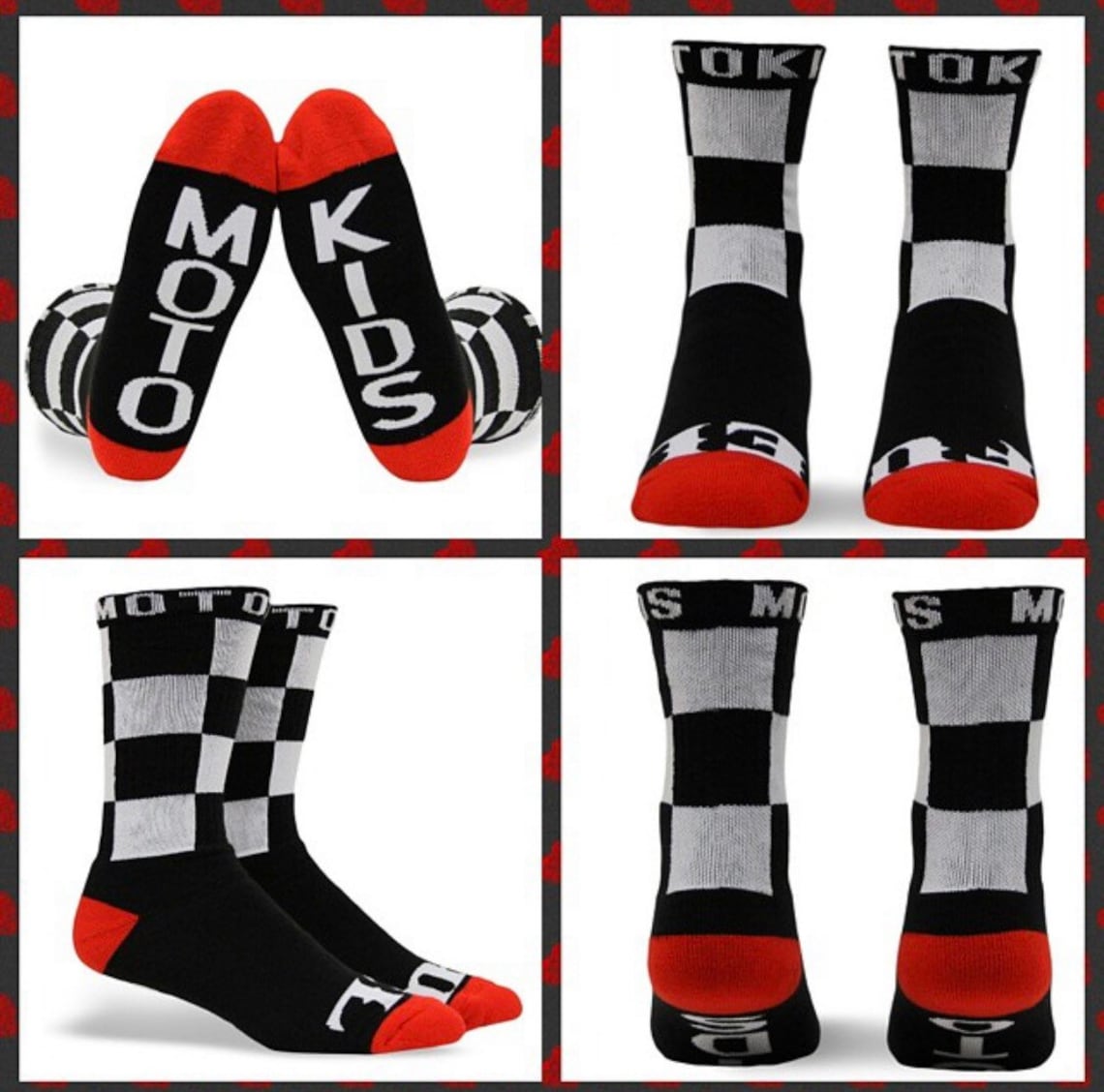Checkered Flag Moto Kids Crew Socks Etsy