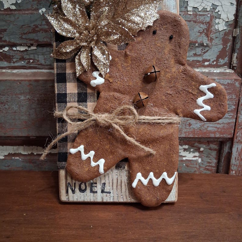 Primitive GINGERBREAD BOY on Barn Wood Cutting Board Christmas Winter ...
