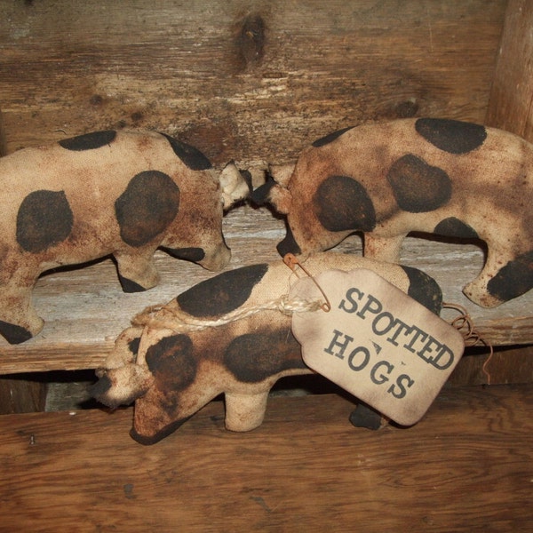 Primitive Hogs Folk Art PIGS Trio of Bowl Filler Ornies Rustic Country Decor