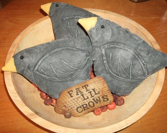 Primitive CROWS Three (3) Bowl Filler Ornies Rustic Folk Art Country Style Decor