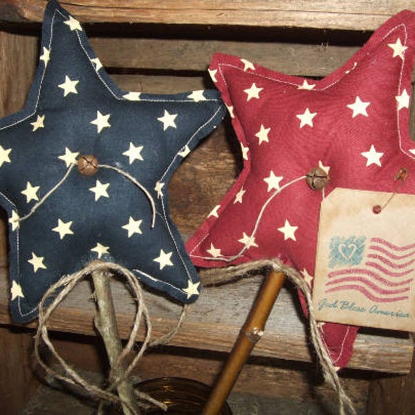 Rustic Country Primitive Patriotic Star Pokes 4 juillet Homespun Decor