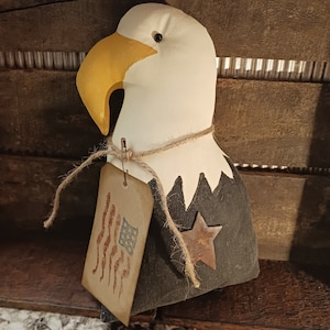 Primitive Americana Bald Eagle stump doll - bowl filler - ornie July 4th Independence Day decor