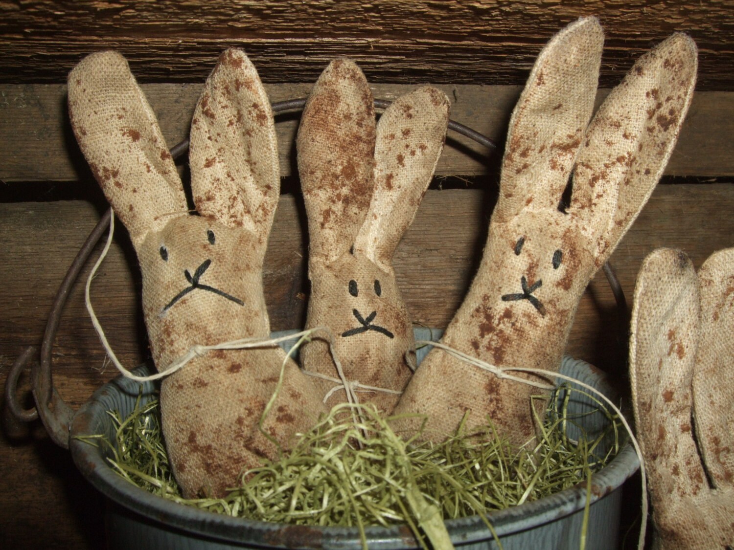 Primitive Grungy Cinnamon Bunns Bunnies Rabbits Folk Art Bowl Etsy