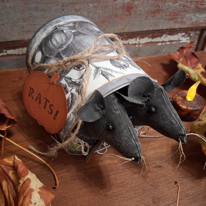 Primitive Adorable Spooky RATS in a Can Halloween Fall Rustic Farmhouse ...