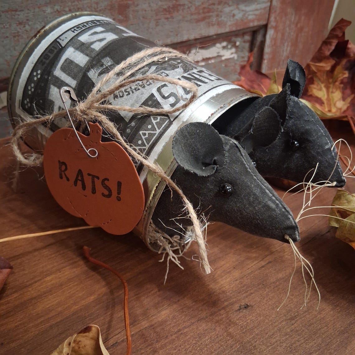 Primitive Adorable Spooky RATS in a Can Halloween Fall Rustic Farmhouse ...