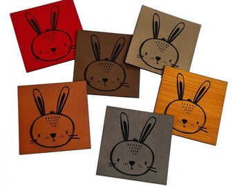 Premium Label -Hase- viele Farben | 50x50 | Kunstleder Label // KL022