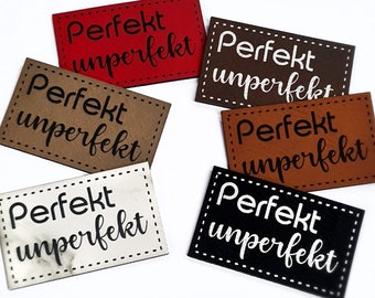 Kunstleder Label Perfekt unperfekt | 13 Farben | 50x30 | Premium | KL033