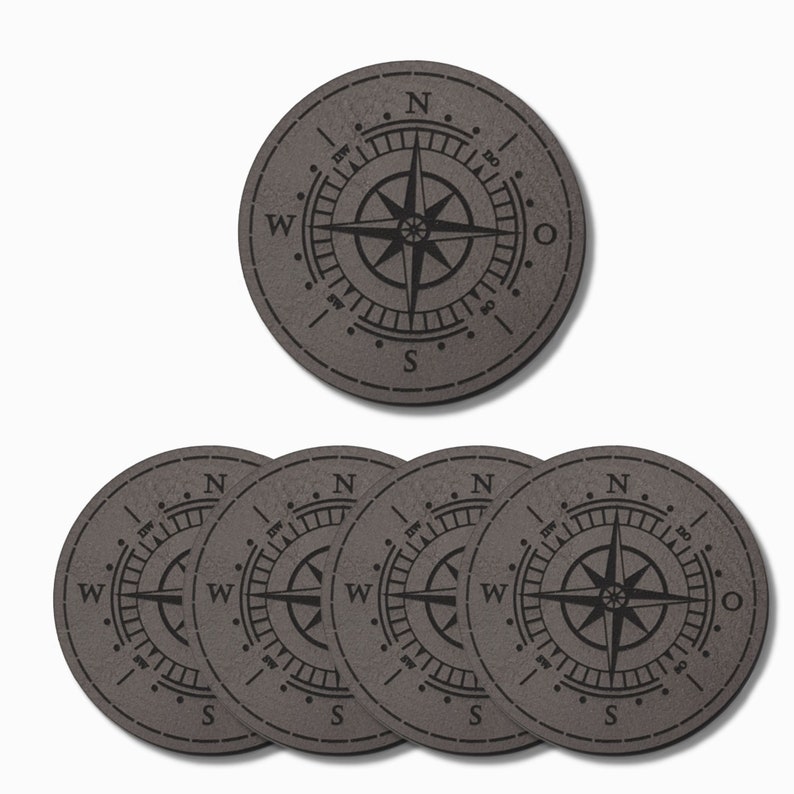 Handmadelabel Kompass Button Maritime Kunstleder Labels für Kleidung & Taschen Handmade Patch Lederlabel zum Annähen 50x50 / KL046 Bild 10