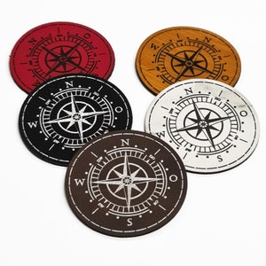 Handmadelabel Kompass Button Maritime Kunstleder Labels für Kleidung & Taschen Handmade Patch Lederlabel zum Annähen 50x50 / KL046 Bild 4