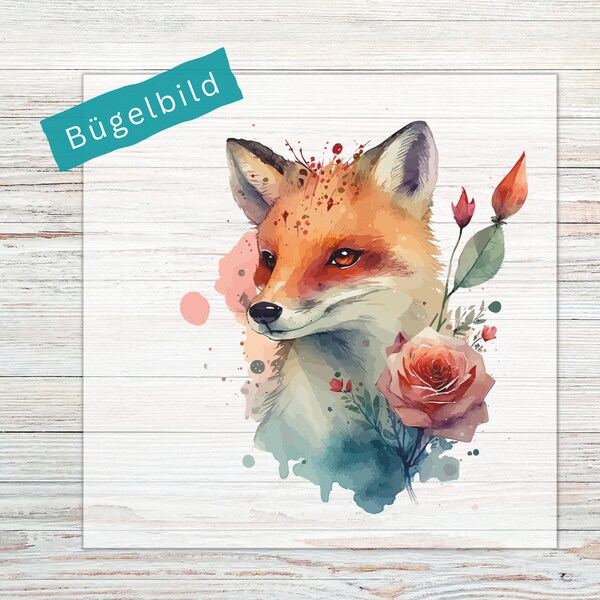 Bügelbild -Fuchs Aquarell- Aufbügler für helle und dunkle Stoffe | Applikationen zum Aufbügeln | Bügelmotive für Kinder & Erwachsene | BB09