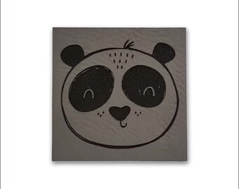 Premium Label -Panda- viele Farben | 50x50 | Kunstleder Label | KL028