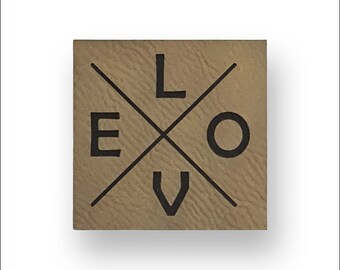 Kunstleder Label -Love Cross- viele Farben | 50x50 | Premium Label // KL011