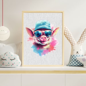 Bügelbild Schwein / Schweinchen Watercolor Bügelbilder für Kinder und Erwachsene Applikationen zum Aufbügeln Bügel Patches BB97 Bild 4