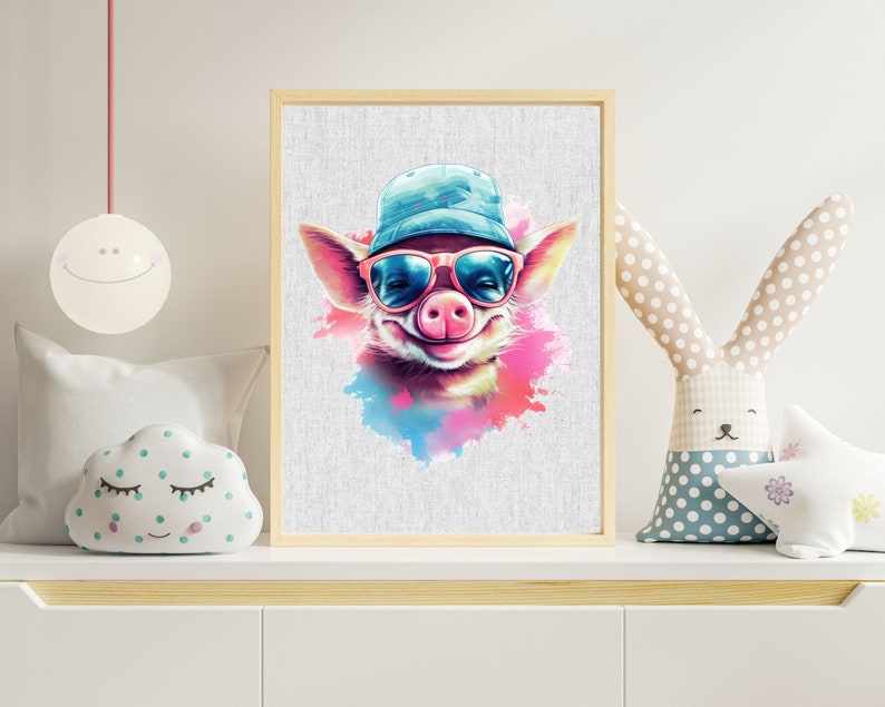 Bügelbild Schwein / Schweinchen Watercolor Bügelbilder für Kinder und Erwachsene Applikationen zum Aufbügeln Bügel Patches BB97 Bild 4
