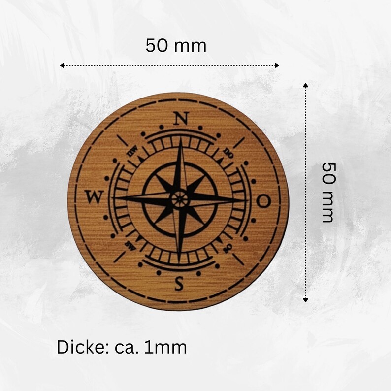 Handmadelabel Kompass Button Maritime Kunstleder Labels für Kleidung & Taschen Handmade Patch Lederlabel zum Annähen 50x50 / KL046 Bild 5