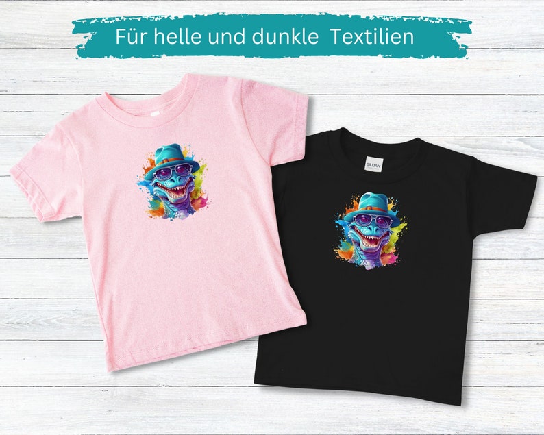 Bügelbild Dinosaurier Watercolor Bügelbilder für Kinder und Erwachsene Applikationen zum Aufbügeln Bügel Patches BB82 Bild 3