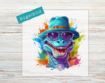 Bügelbild Dinosaurier - Watercolor | Bügelbilder für Kinder und Erwachsene | Applikationen zum Aufbügeln | Bügel Patches  | BB82