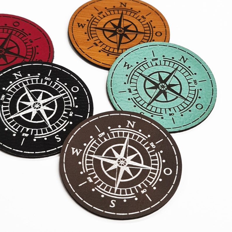 Handmadelabel Kompass Button Maritime Kunstleder Labels für Kleidung & Taschen Handmade Patch Lederlabel zum Annähen 50x50 / KL046 Bild 6