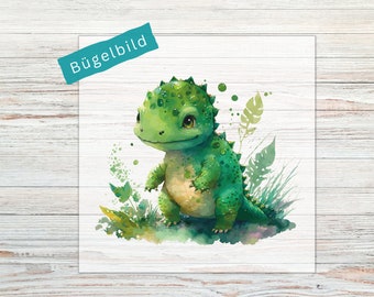 Bügelbild -Dinosaurier grün Watercolor- Aufbügler für helle und dunkle Stoffe | Applikationen zum Aufbügeln | Bügelmotive für Kinder | BB24