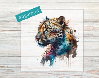 Bügelbild -Leopard Watercolor- Aufbügler für helle und dunkle Stoffe | Applikationen zum Aufbügeln | Bügelmotive für Erwachsene | BB10