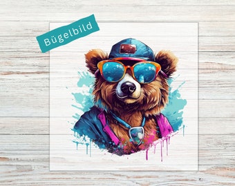 Bügelbild Bär - Watercolor | Bügelbilder für Kinder und Erwachsene | Applikationen zum Aufbügeln | Bügel Patches  | BB81