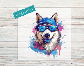 Bügelbild Husky - Watercolor | Bügelbilder für Kinder und Erwachsene | Applikationen zum Aufbügeln | Bügel Patches  | BB100