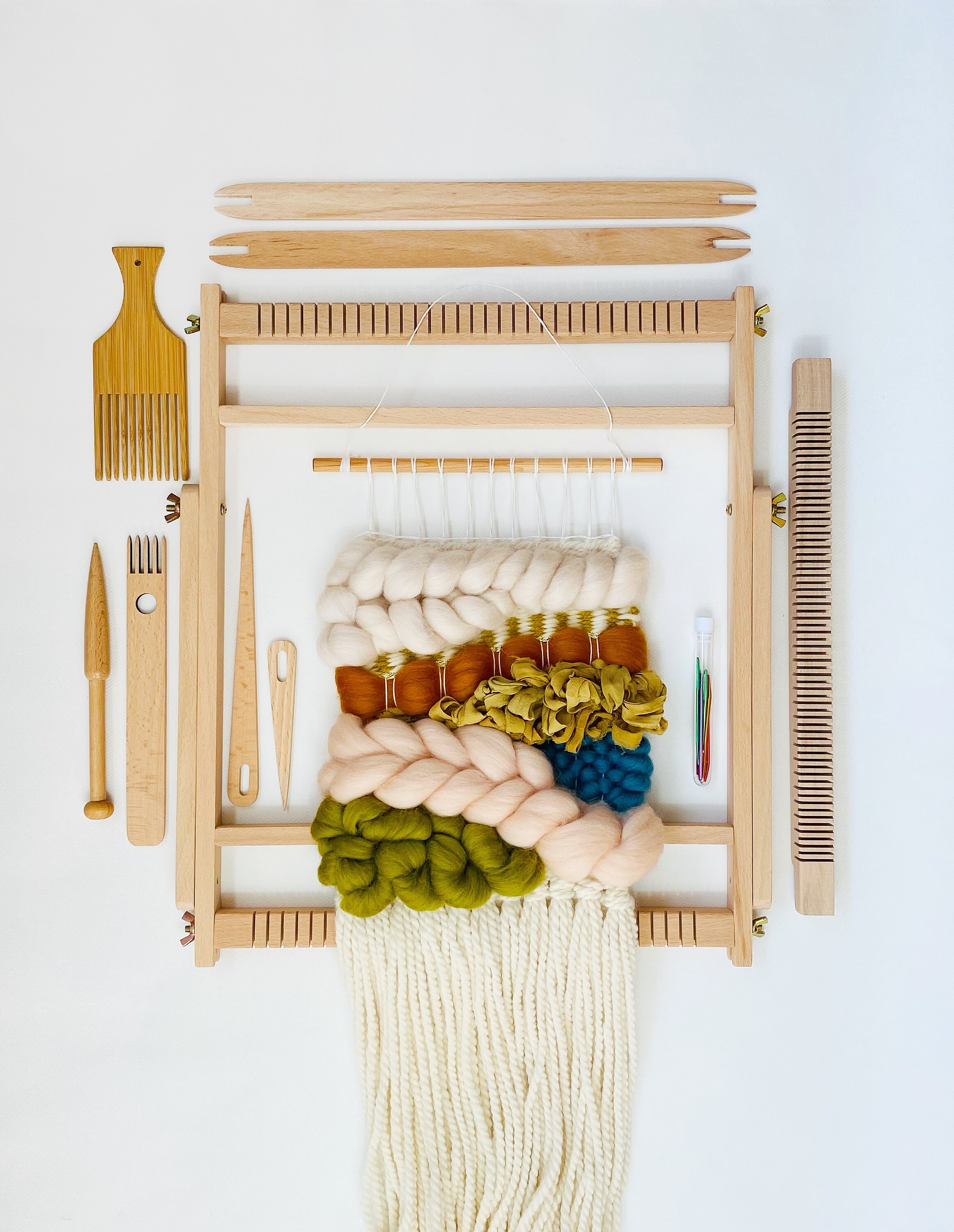 Craft Supplies & Tools Mini weaving loom weaving class Frame loom kit Weaving loom Kit Home