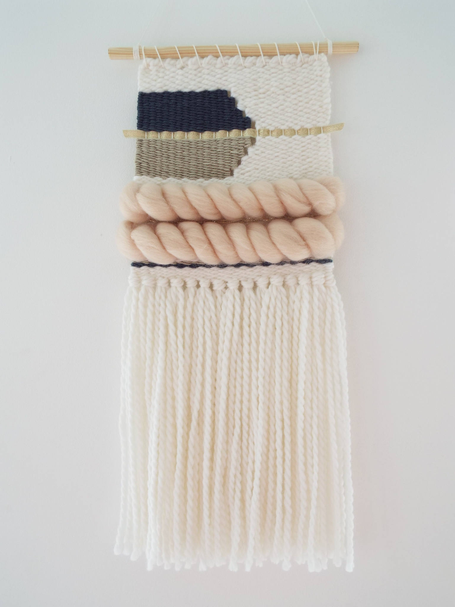 Accrochage Mural Tissé, Blush, Blanc, Marine