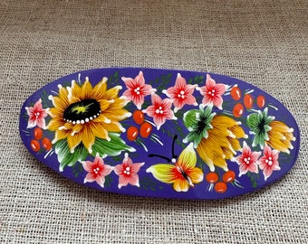 Hand-painted Wood Hair Clip: Cherry Blossom & Blue Bird - Etsy display picture 1