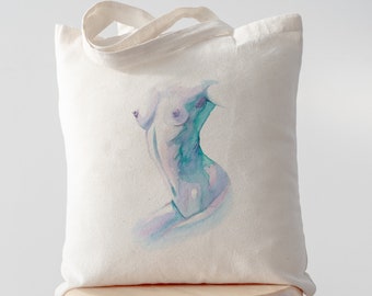 Watercolour Female Figure Tote Bag