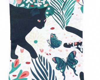 Funda de libro de gato negro (tamaños estándar y grande)