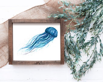 Watercolour Jellyfish Art Print - Nursery Print - Bathroom Print
