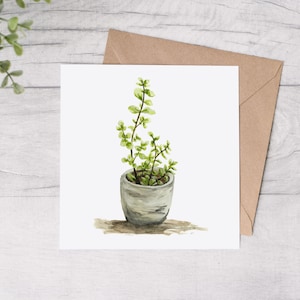 Cartão de Saudação Suculenta Aquarela