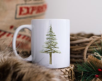 Watercolour Christmas Pine Tree Mug - 10oz