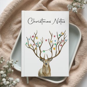 Christmas Notebook – Watercolour Deer with Fairy Lights