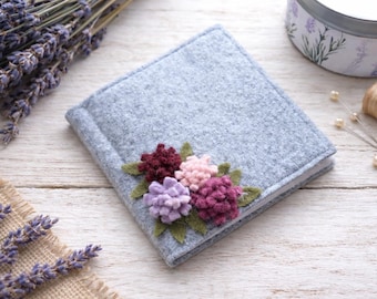 Handmade Felt Needle Book – Floral Wool Needle Case for Sewing, Embroidery & Mending