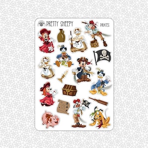 Sticker Sheet Pirates Stickers | Disney Cruise Fish Extender Gift Pixie Dust Planner Planning Bullet Journal Junk Journal Scrapbook