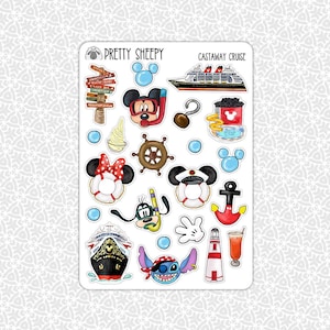 Sticker Sheet Castaway Cruise Stickers | Disney Fish Extender Souvenir Pixie Dust Gift Planner Planning Bullet Junk Journal Scrapbook