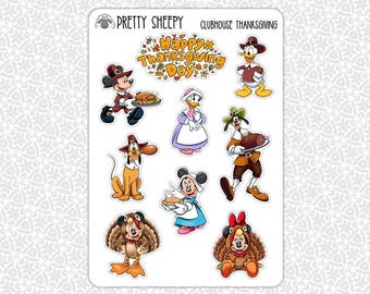 Sticker Sheet Clubhouse Thanksgiving Stickers Thanksgiving Stickers Planning Bullet Journal Scrapbook Pretty Sheepy