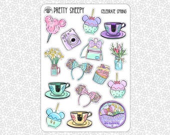 Hoja de pegatinas para celebrar la primavera / Planificador de regalos Planificación Bullet Journal Diario basura Álbum de recortes