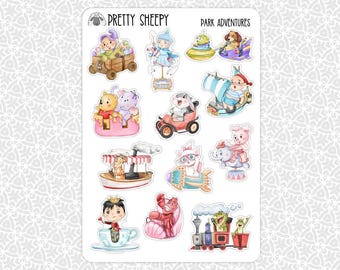 Sticker Sheet Park Adventures Stickers | Disney Rides Planner Planning Bullet Junk Journal Scrapbook