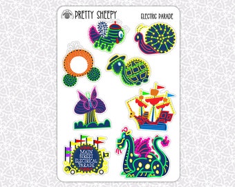 Sticker Sheet Electric Parade Stickers | Gift Party Favors Planner Planning Bullet Junk Journal Scrapbook