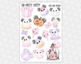 Sticker Sheet Cute & Spooky Stickers | Halloween Disney Gift Party Favors Planner Planning Bullet Junk Journal Scrapbook