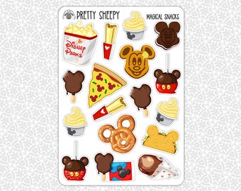 Hoja de pegatinas de bocadillos mágicos / Regalos de Mickey para fiestas, planificador, planificación, bullet journal, diario basura, álbum de recortes