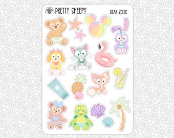 Sticker Sheet Bear Bestie Stickers | Duffy Party Favor Gift Planner Planning Bullet Journal Junk Journal Scrapbook