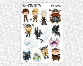 Sticker Sheet Epic Dragons Stickers | Gift Party Favors Planner Planning Bullet Junk Journal Scrapbook